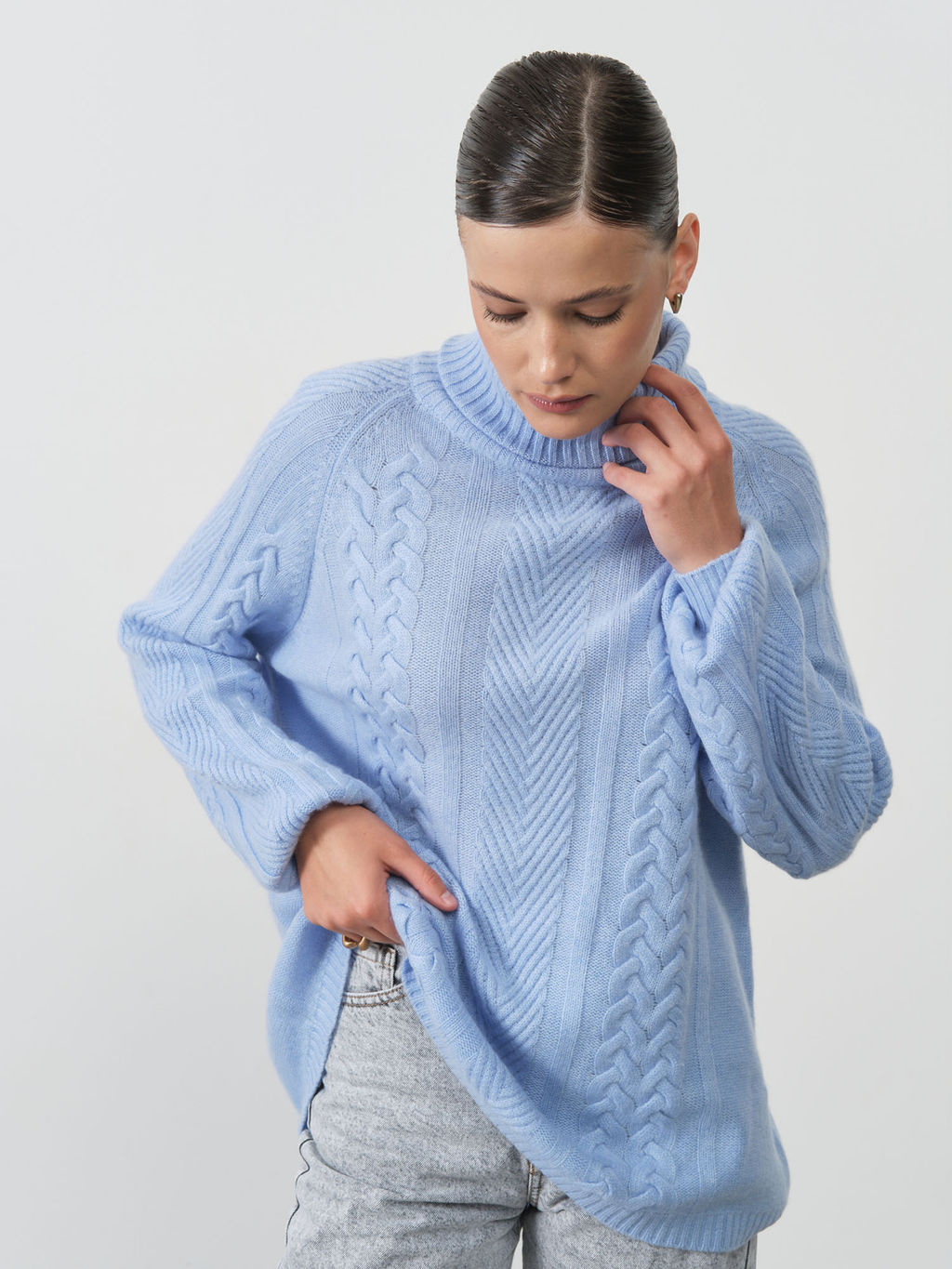 Свитер женский из кашемира 5056 голубой