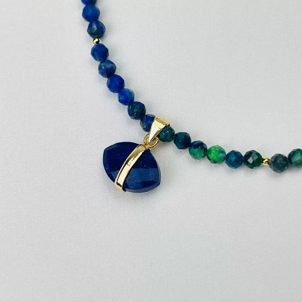 Бусы-Чокер из Лазурита и Азурита с кулоном - Радуга самоцветов фото 2