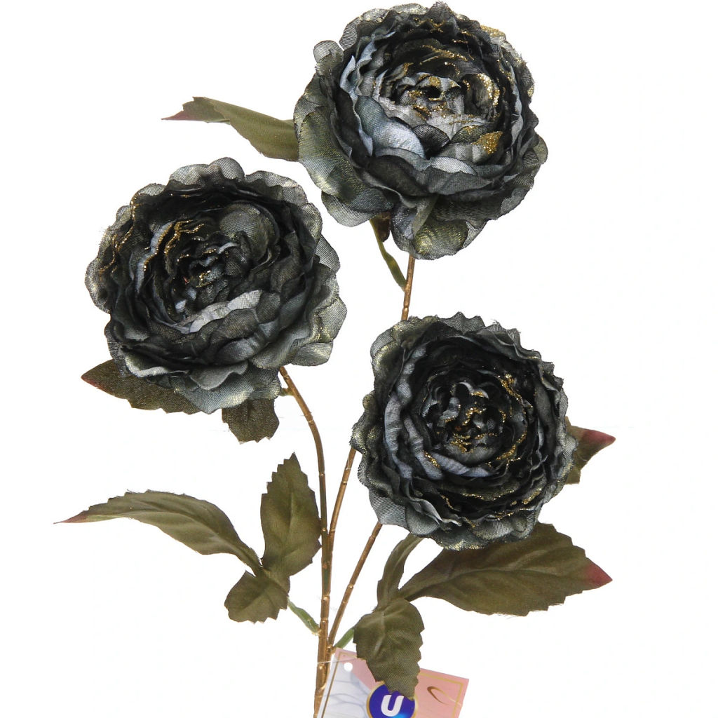 Искусственные цветы "FLOWERS GLAMOUR" 63см Пионы 3 цветка зеленые