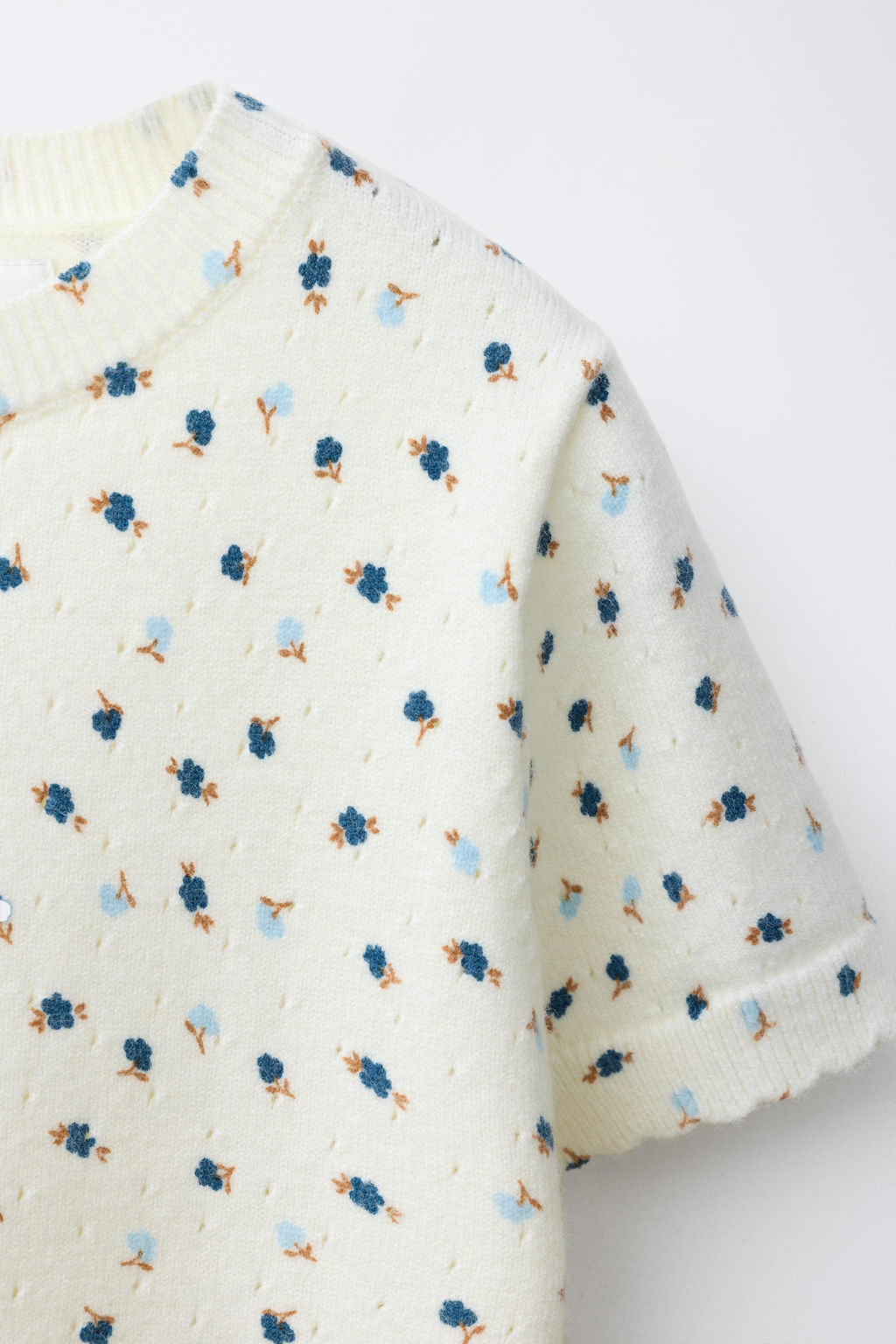 FLORAL KNIT T-SHIRT - Zara фото 3