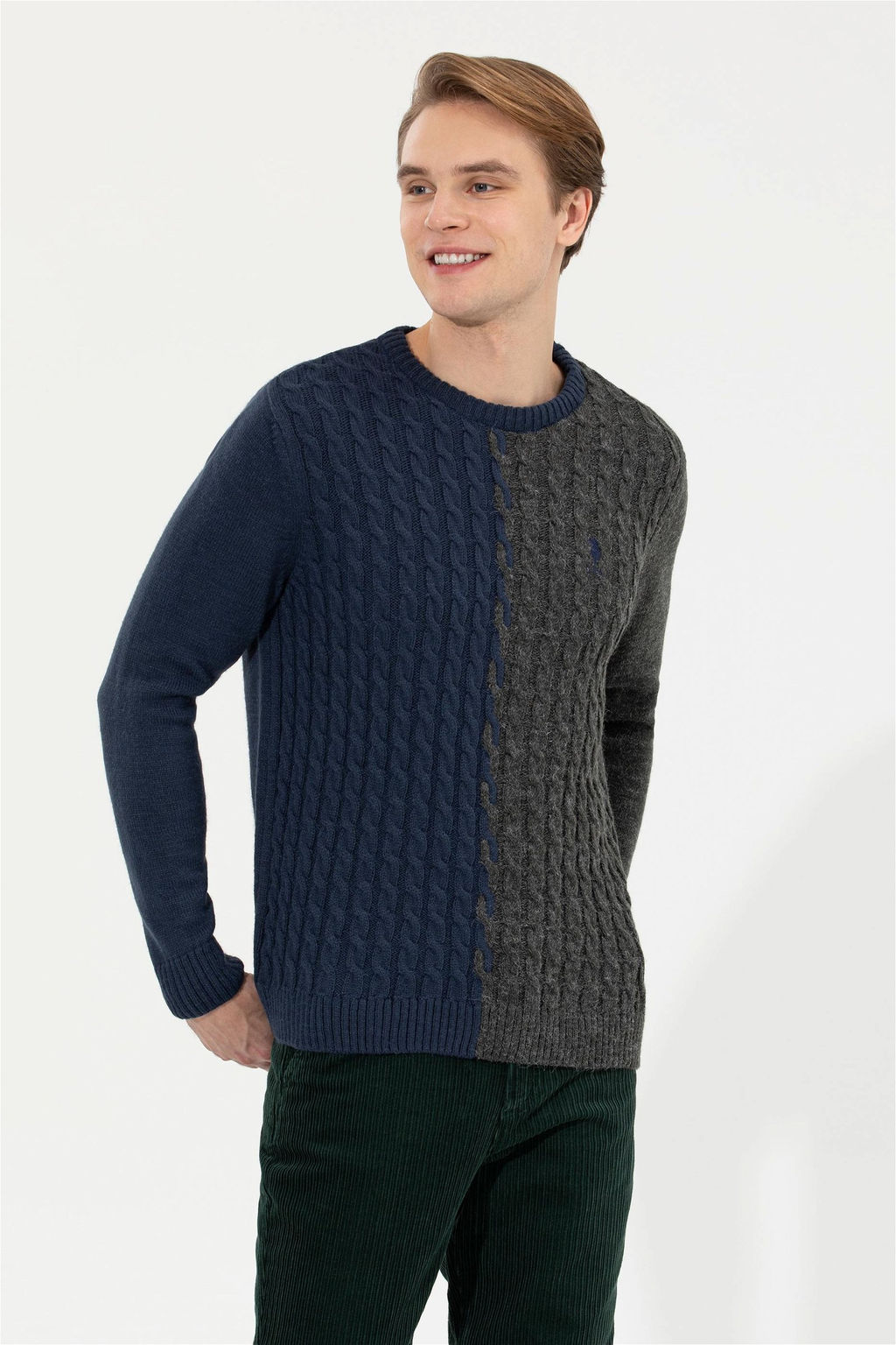 Мужской темно-синий вязаный свитер - U.s. polo assn фото 7