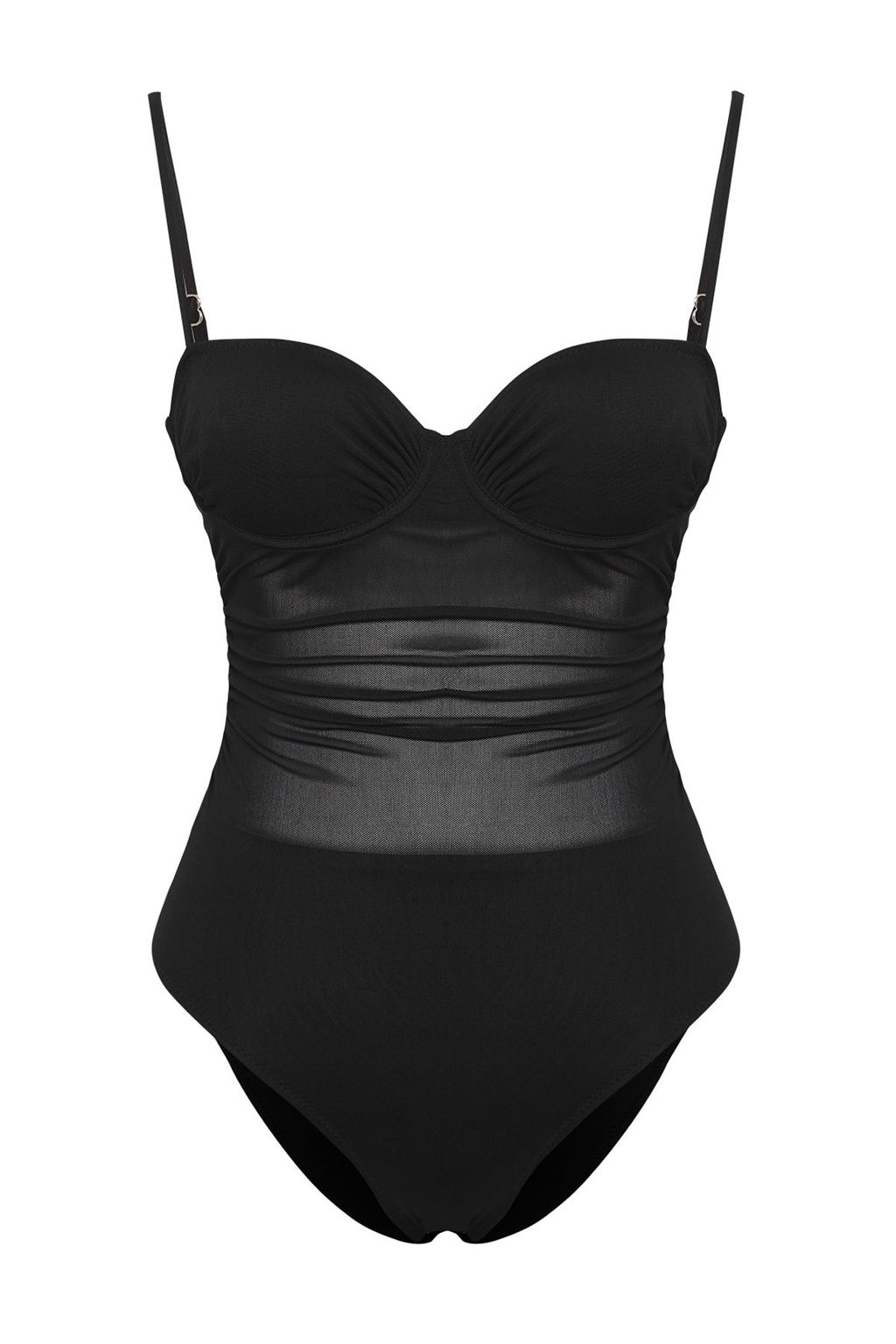 TRENDYOLMILLA Siyah Balkonet Mesh Detayl? Regular Mayo TBESS25MA00013  фото 5