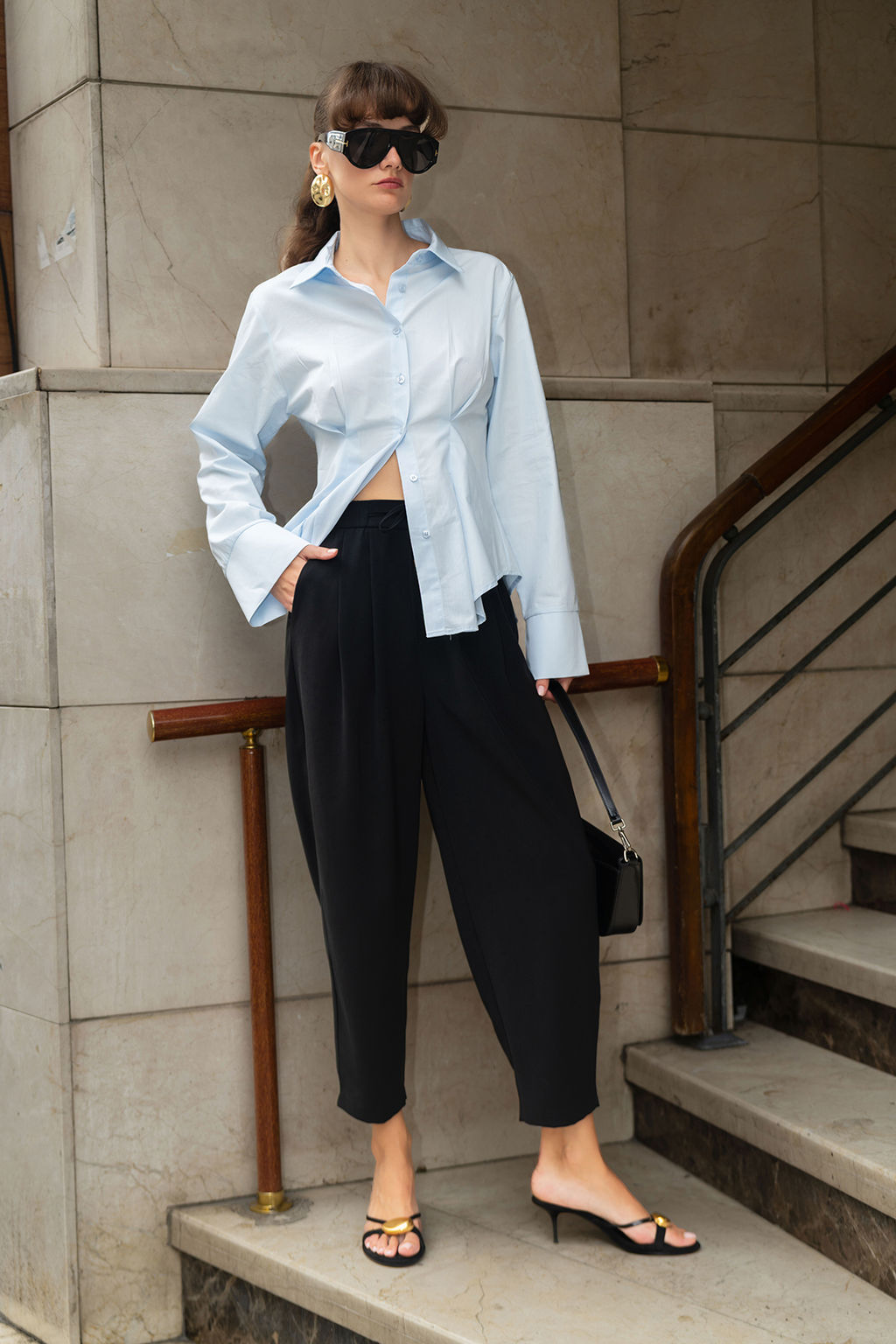 Siyah Salvar/Harem Bagc?kl? Pantolon TWOSS25PL00126