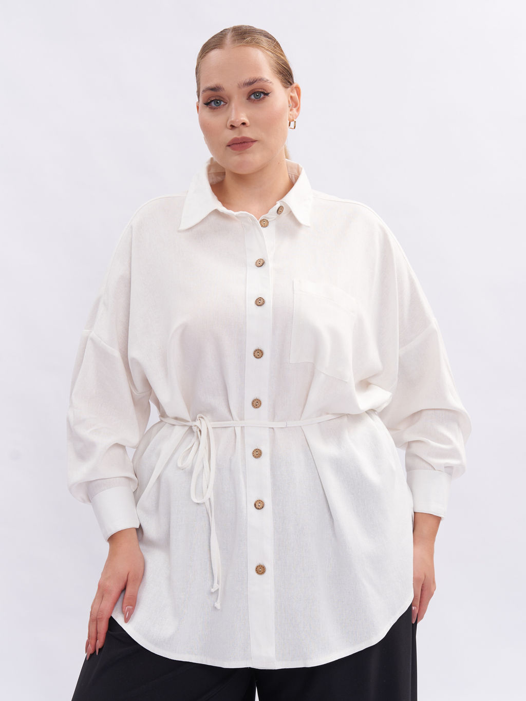 Рубашка льняная TBL28352WHT04