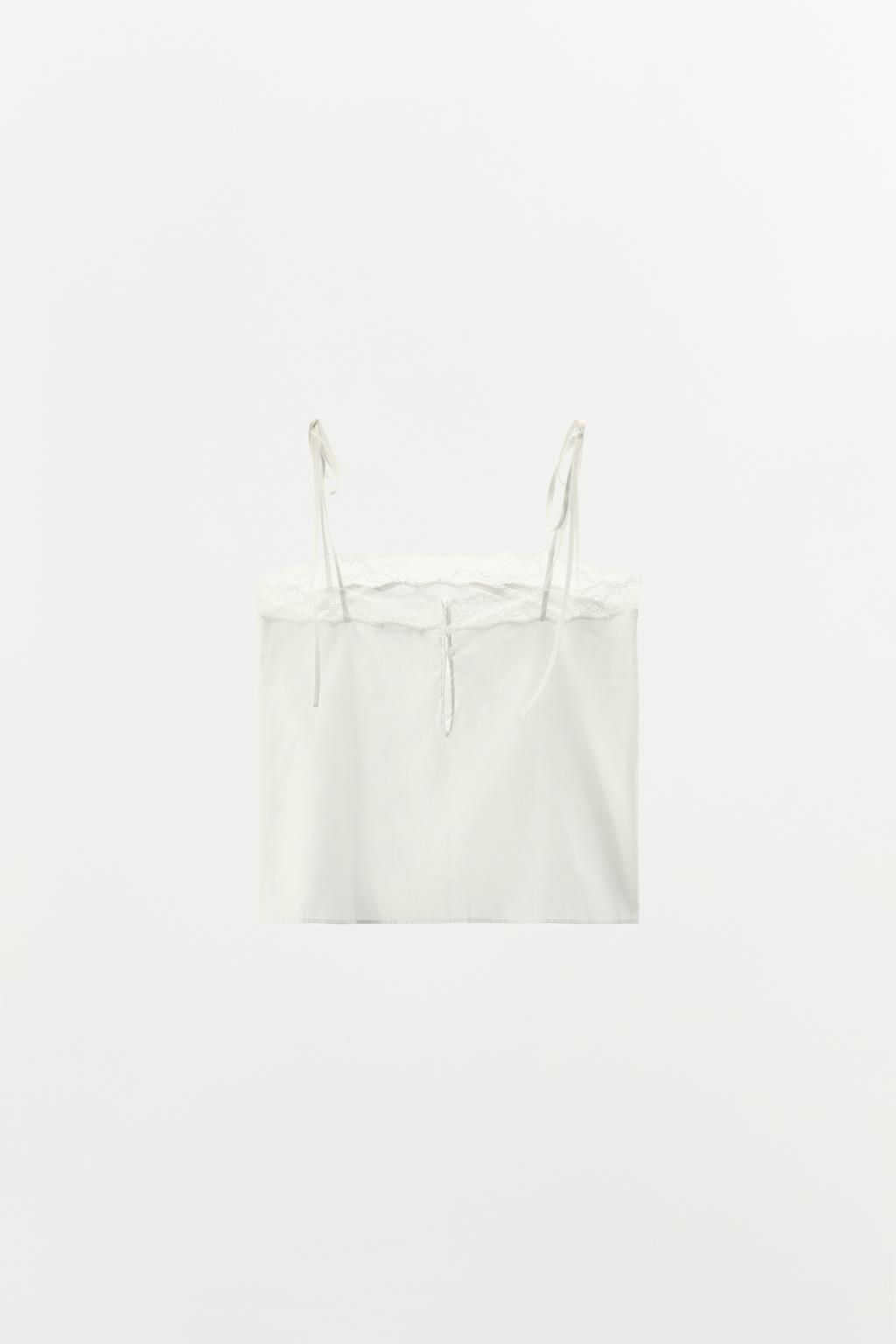 LACE LADDER STITCH TOP - Zara фото 8