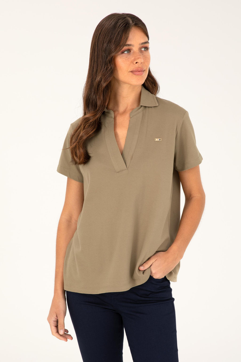 Футболка женская U.S. Polo Assn цвета хаки хлопок с эластаном  фото 8