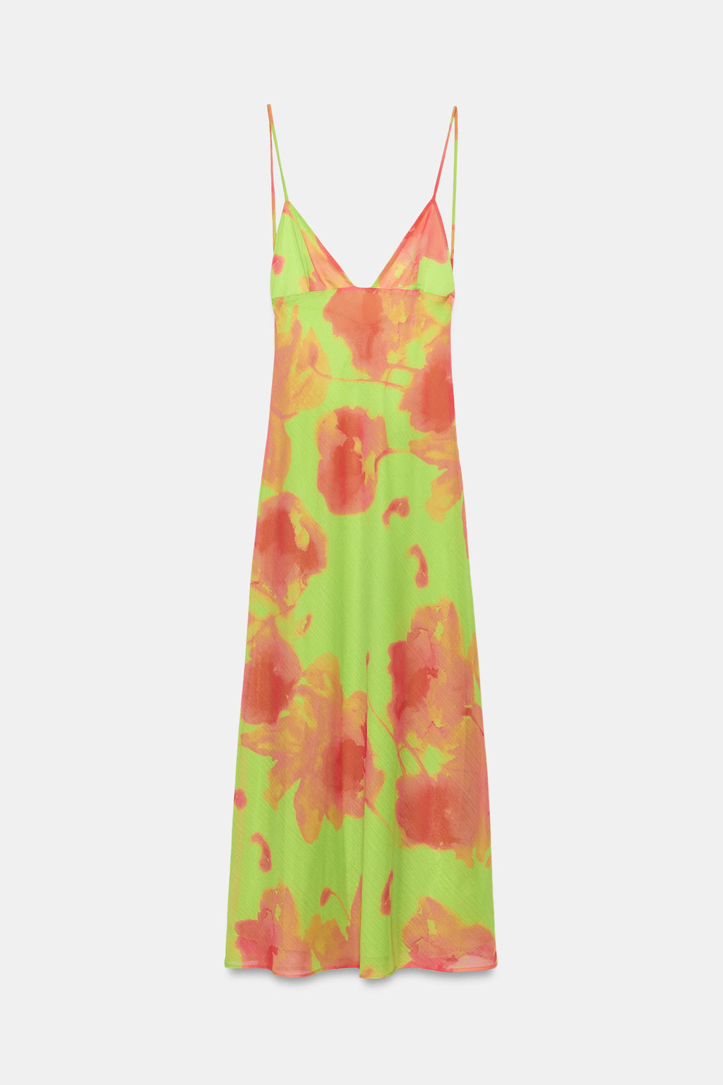 VESTIDO MIDI TIRANTES ESTAMPADO / naranja-verde - Zara фото 5