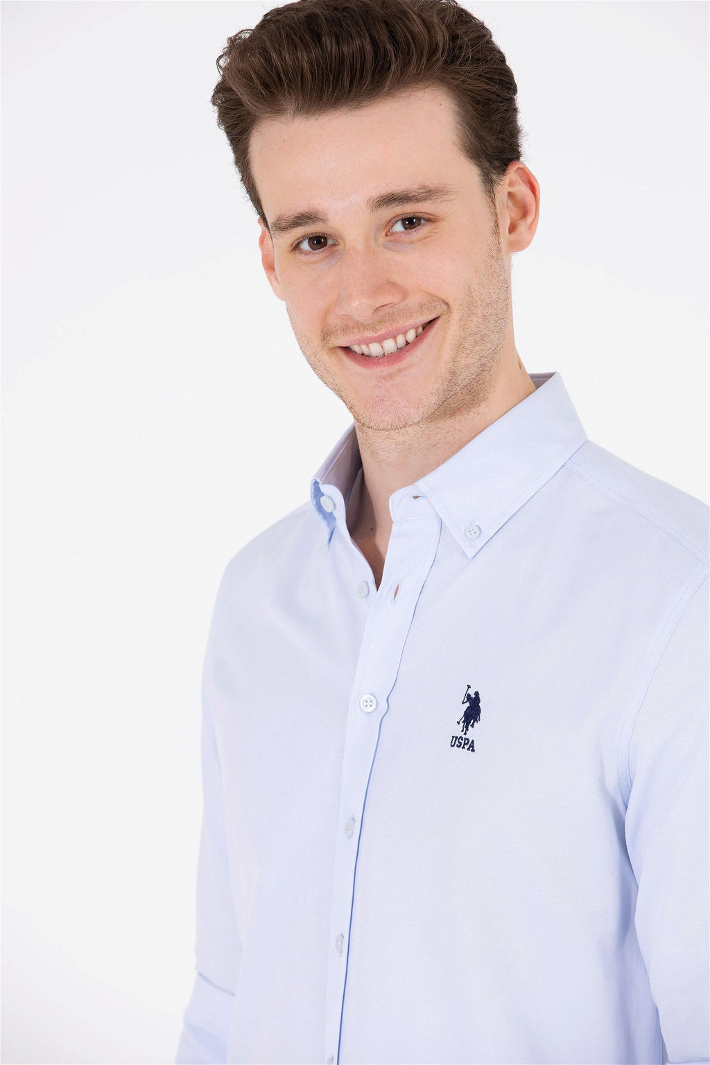 Мужская голубая базовая рубашка с длинным рукавом - U.s. polo assn фото 10
