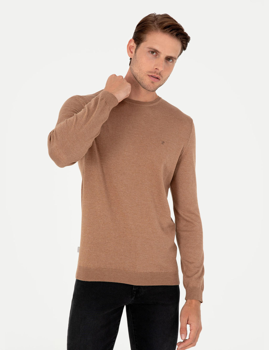 Camel Melanj Slim Fit Bisiklet Yaka Basic Triko Kazak - Pierre cardin фото 3