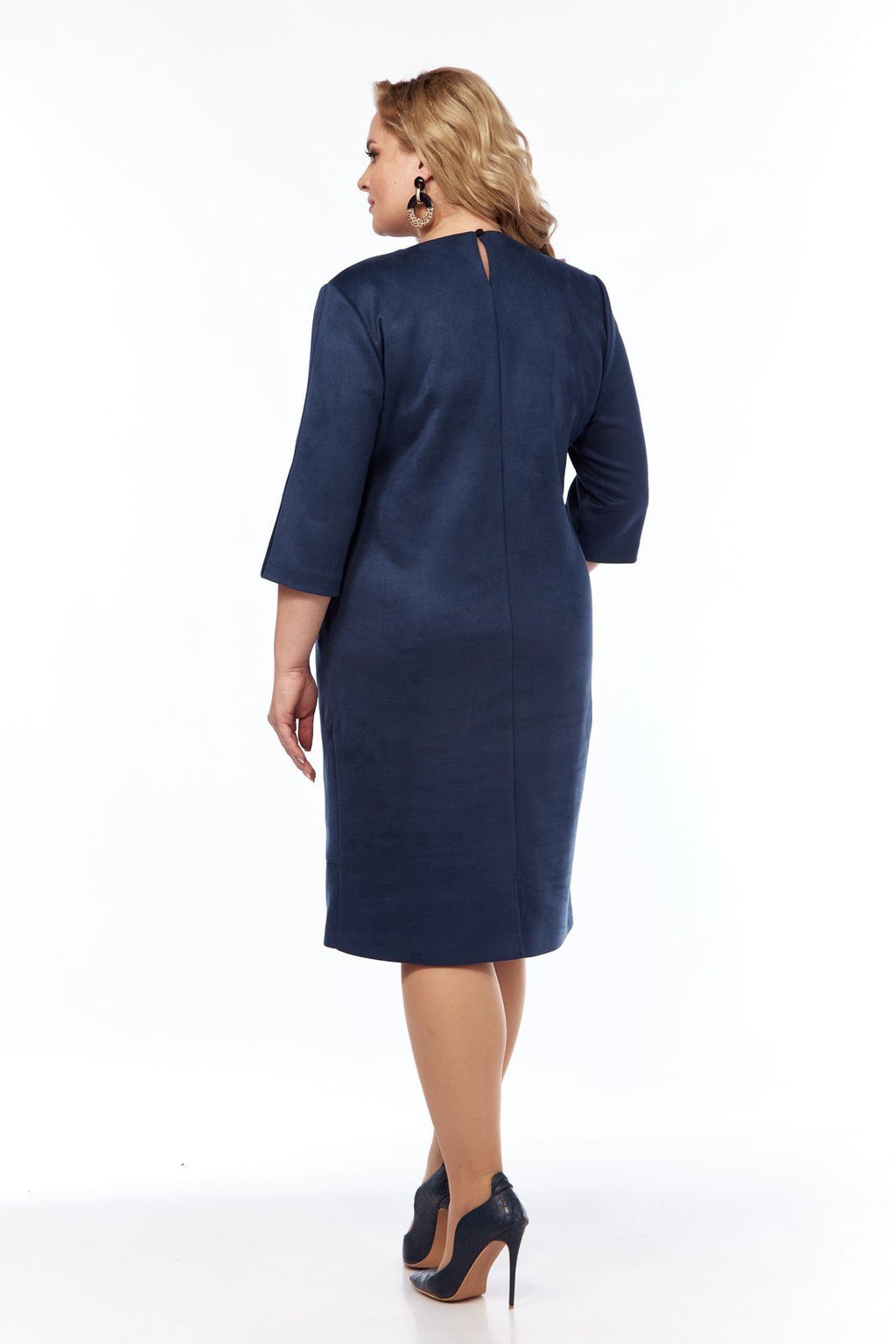 Платье офисное из спандекса темно-синее - Almond фото 4