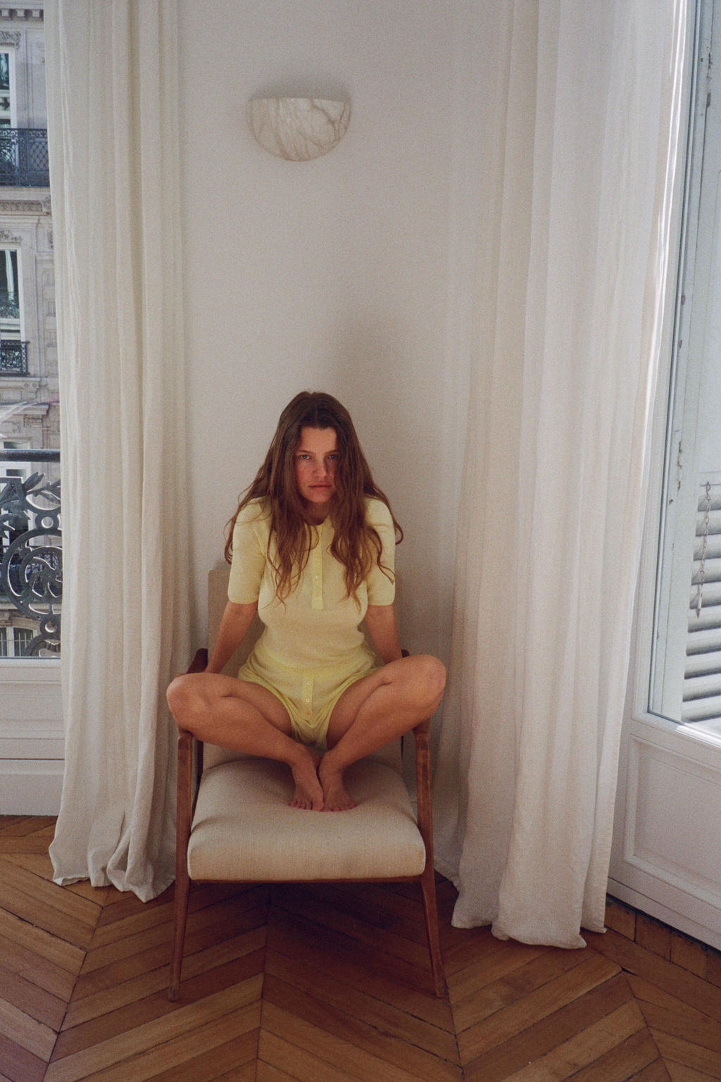 CAMISETA MEZCLA ALGOD?N BOTONES / Amarillo - Zara фото 4