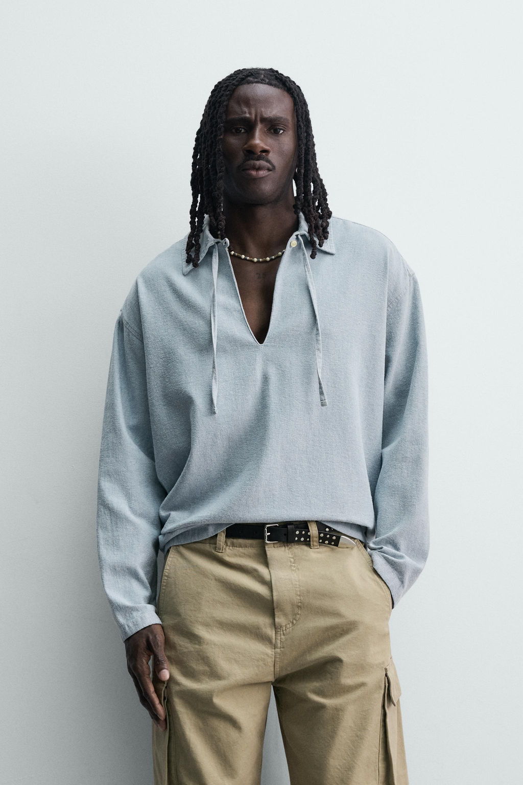 CAMISA POLO DENIM LIGERO / Azul cielo