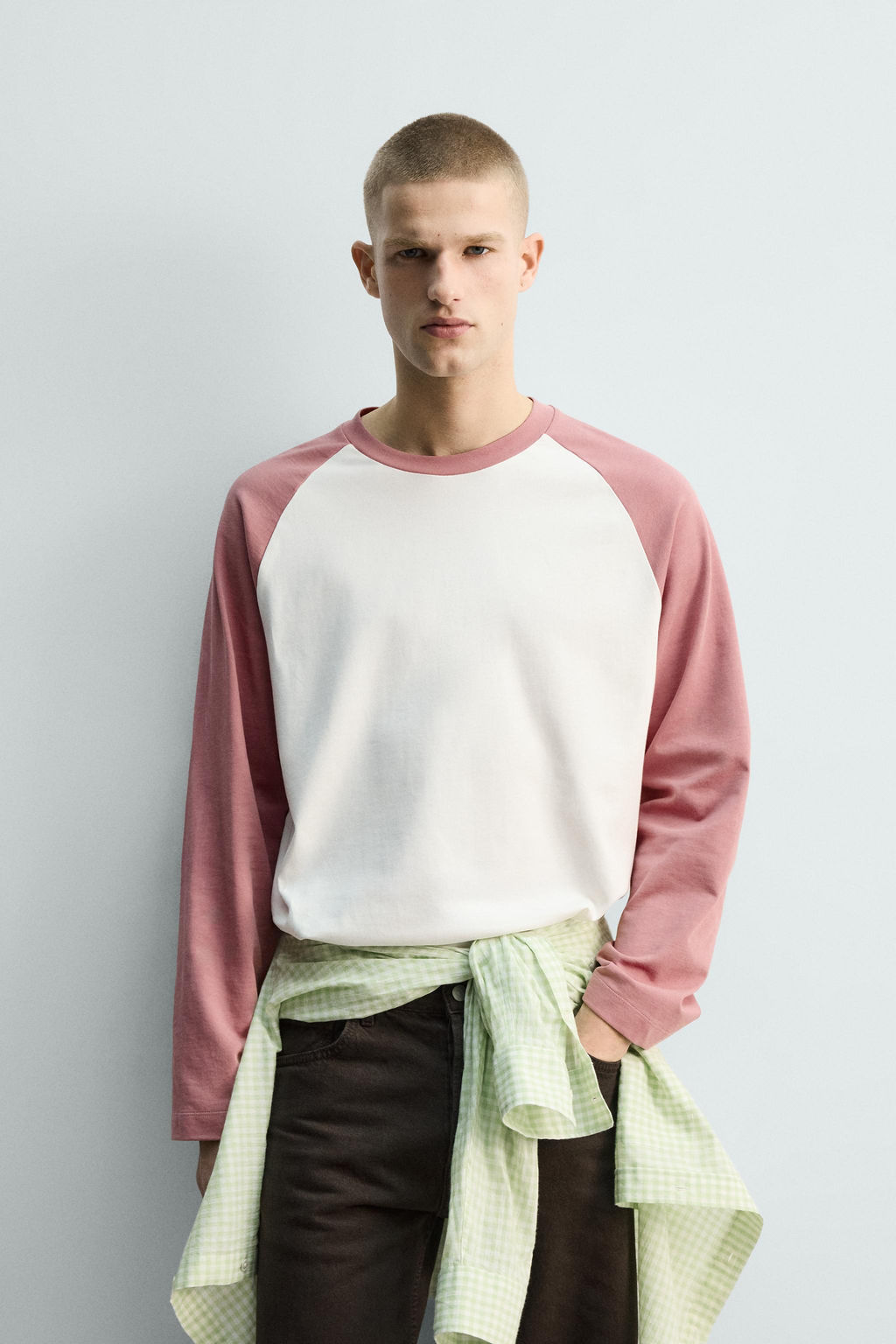 CAMISETA COLOR BLOCK / Blanco / Rosa