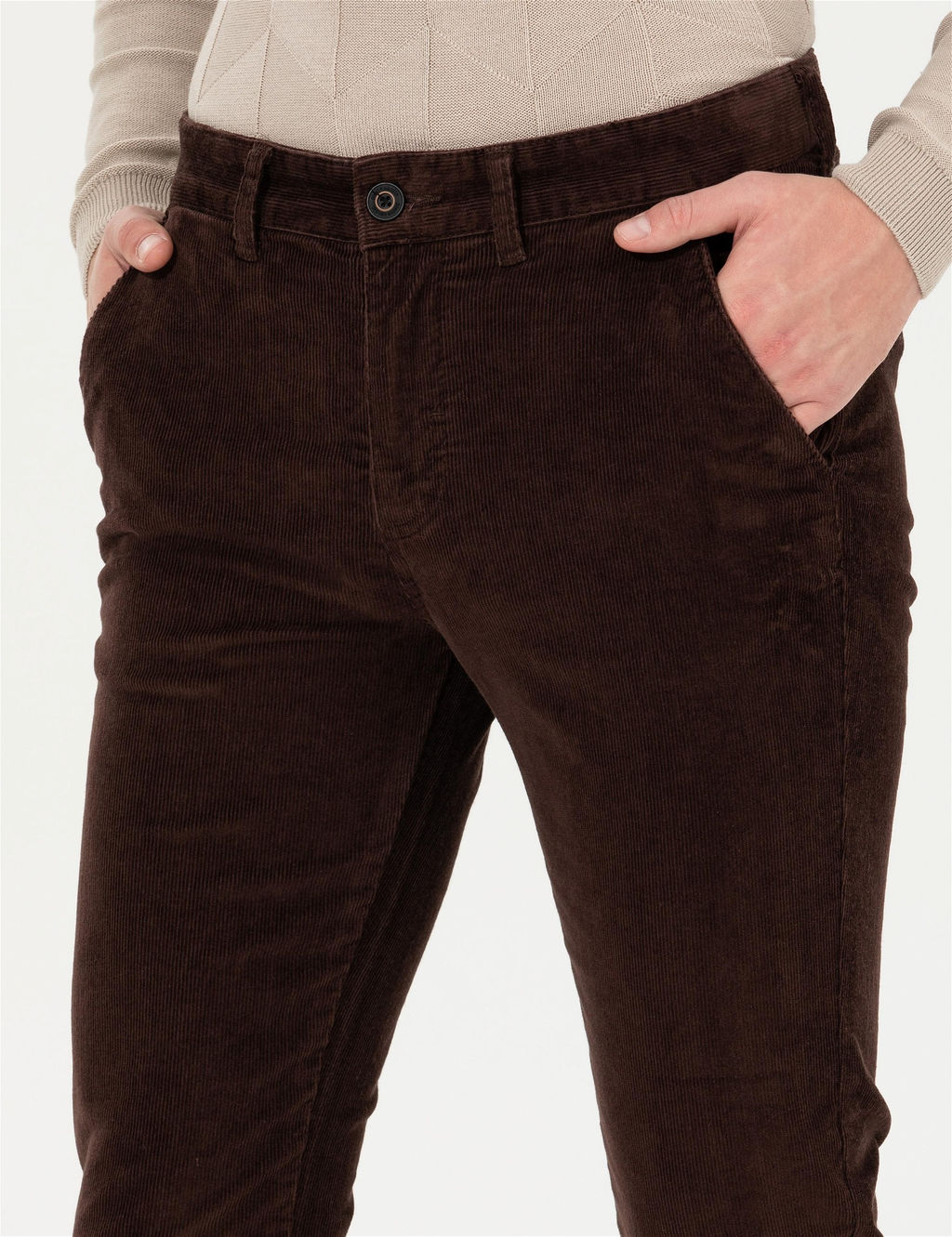 Koyu Kahverengi Slim Fit Kanvas Pantolon