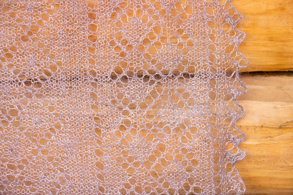 402 Паутинка Серебро серая 90см*90см - Оренбургский пуховый узор фото 3