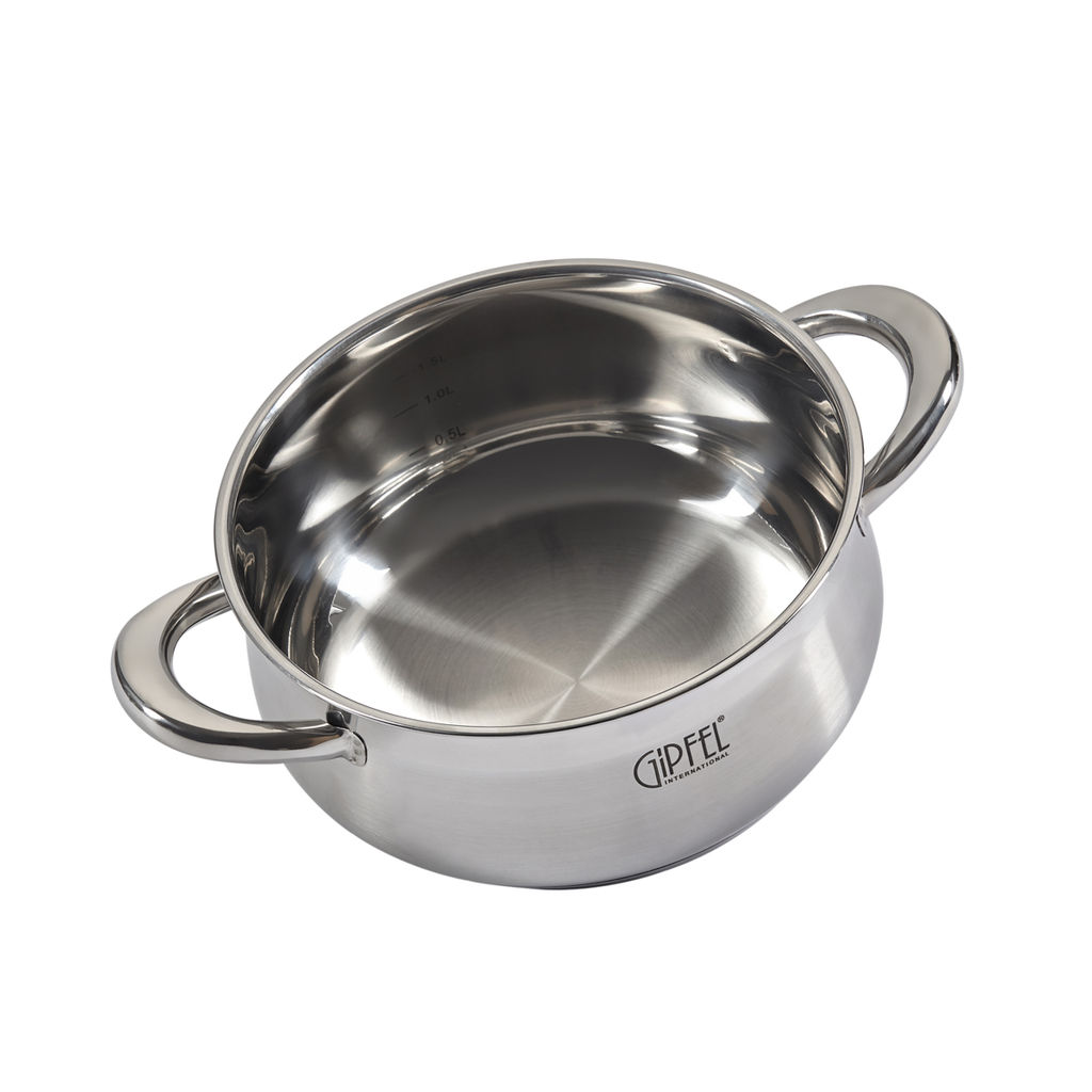 1743 GIPFEL Кастрюля SERENADE 18x8,5см/2,1л со стеклянной крышкой. Материал: нерж. сталь 18/10. Толщина 0,6мм  фото 4