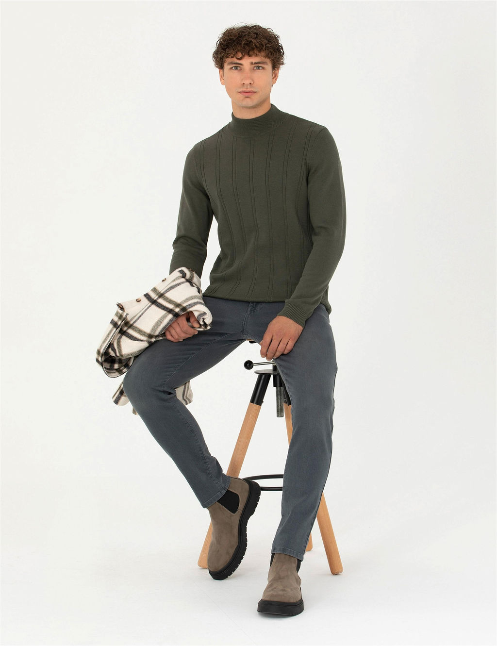 Duman Slim Fit Yar_m Bal_k__ Yaka Triko Kazak - Pierre cardin фото 4