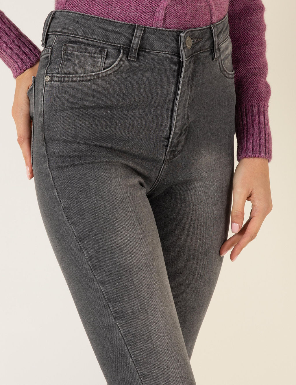 Koyu Gri Skinny Fit Jean Pantolon