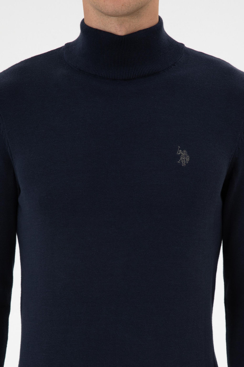 Erkek Slim Fit Bo_azl_ Lacivert Melanj Basic Kazak - U.s. polo assn фото 6