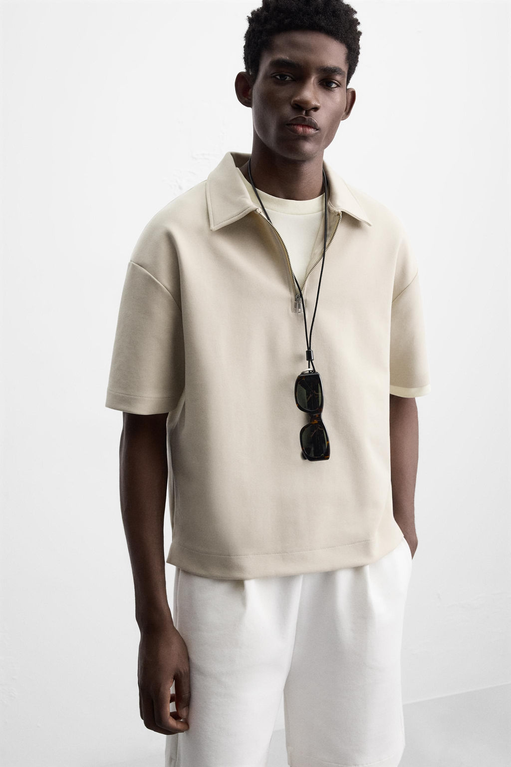 TECHNICAL ZIP-UP POLO SHIRT - Zara фото 5