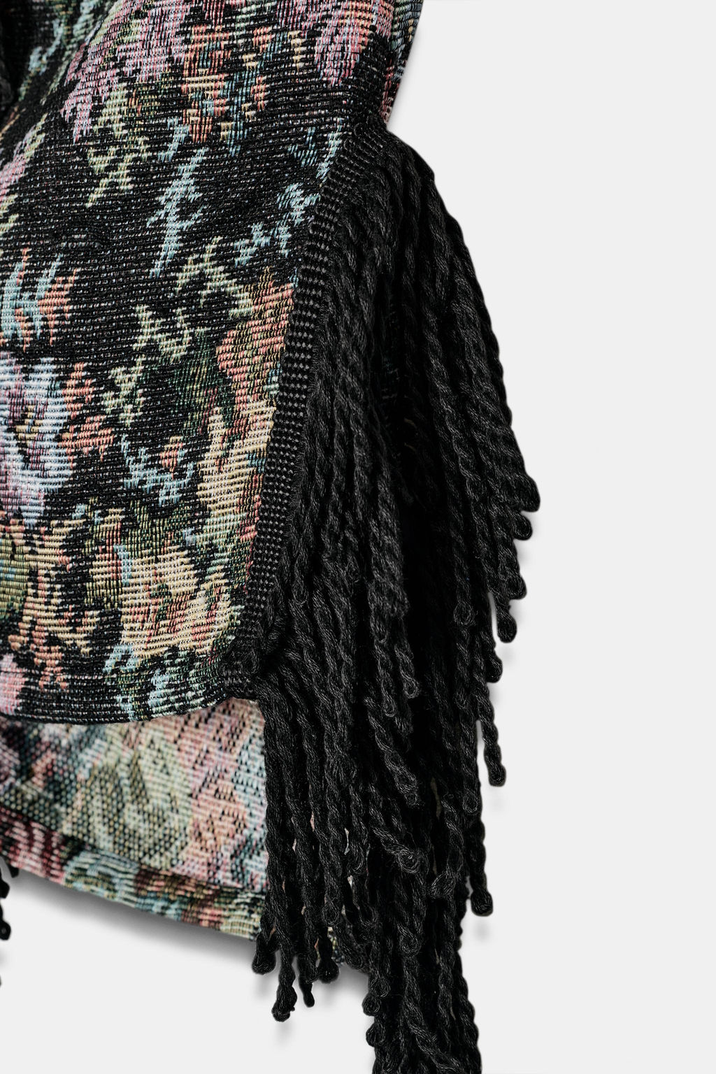 FLORAL JACQUARD FRINGED KIMONO - Zara фото 6