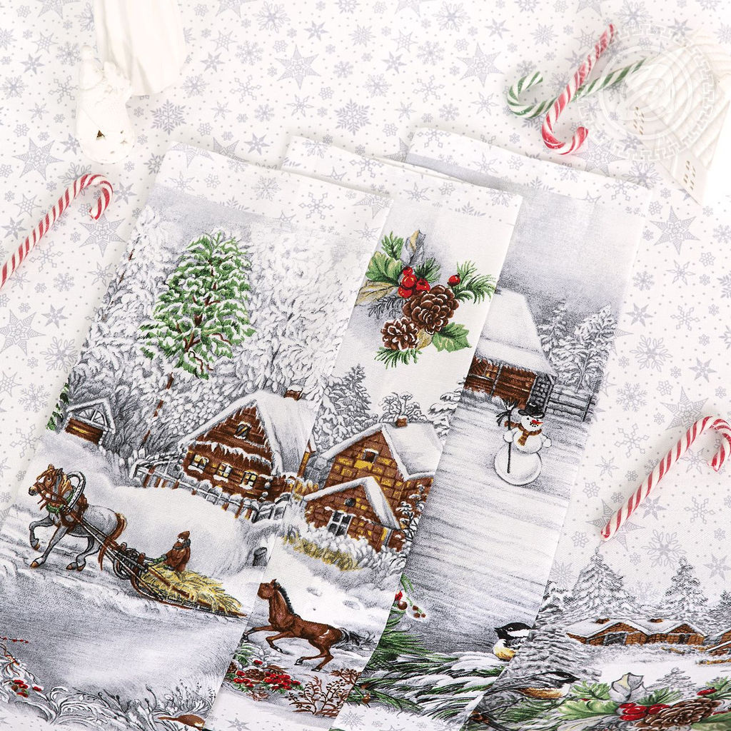 Набор подарочный "Студеная пора" 150*223; 45*60/Скатерть: 1 шт. - 150*223; Полотенца: 3 шт. - 45*60