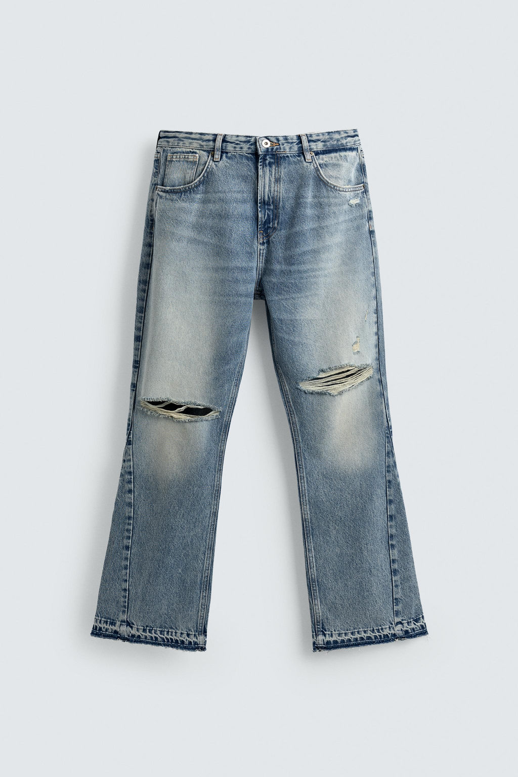 JEANS FLARE FIT ROTOS / Azul medio - Zara фото 7