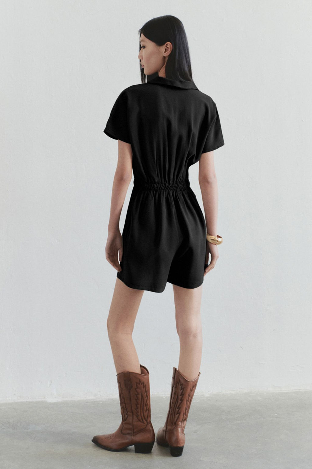 TRENDYOLMILLA Limited Edition Haki Beli Lastikli Fermuar Detayl? Modal Mini Dokuma Tulum TWOSS25TU00026  фото 2