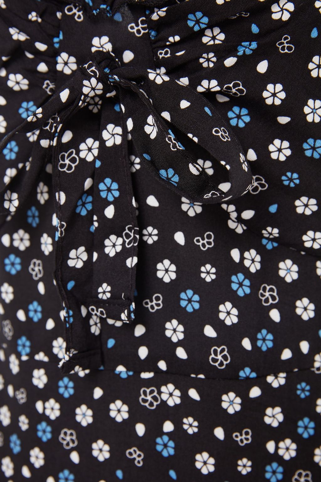 Siyah A Kesim Mini Baglama Detay? Cicek Desenli Dokuma Elbise TWOSS21EL3214