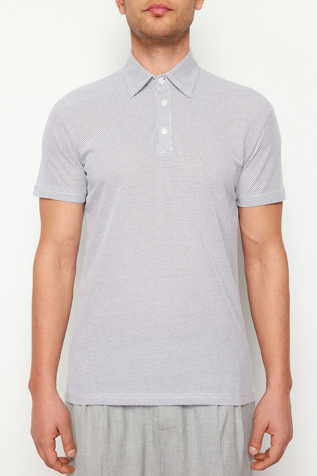 Beyaz Regular/Normal Kesim Dokulu Polo Yaka T-shirt TMNSS24PO00038