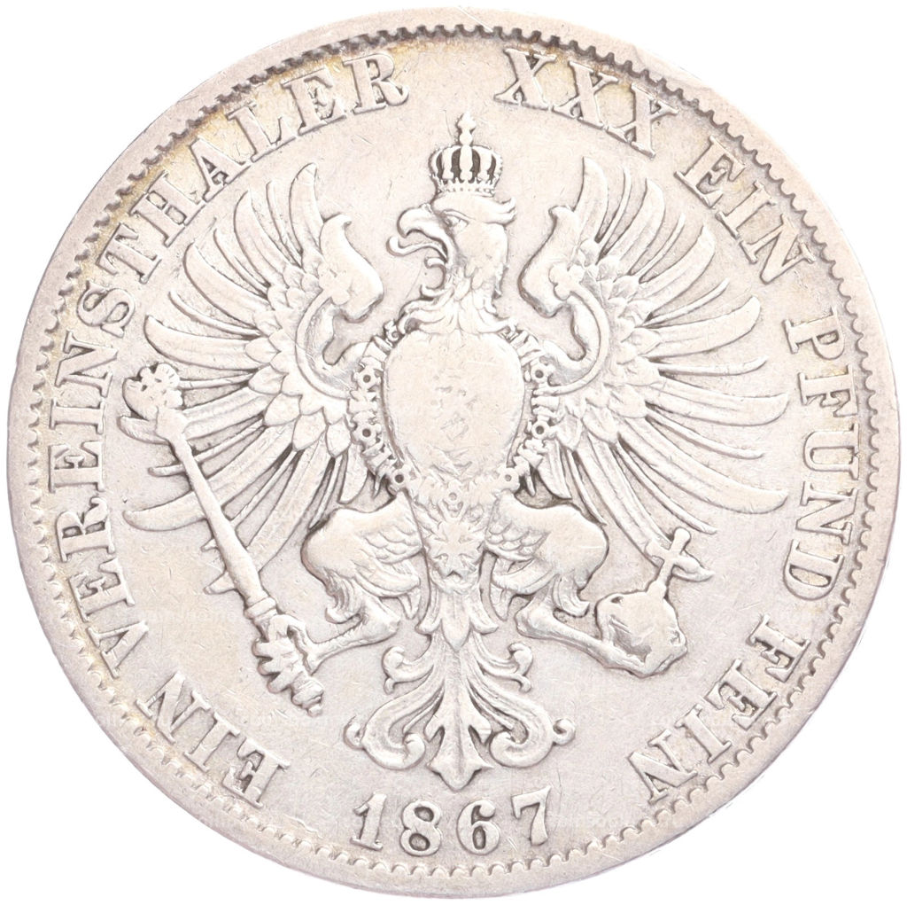 Монета 1 талер 1867 года А Пруссия