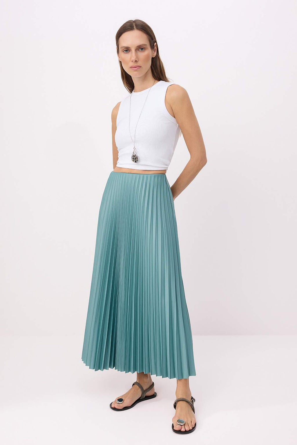 TRENDYOLMILLA Siyah Piliseli Maxi Esnek Orme Etek TWOSS24ET00041  фото 83