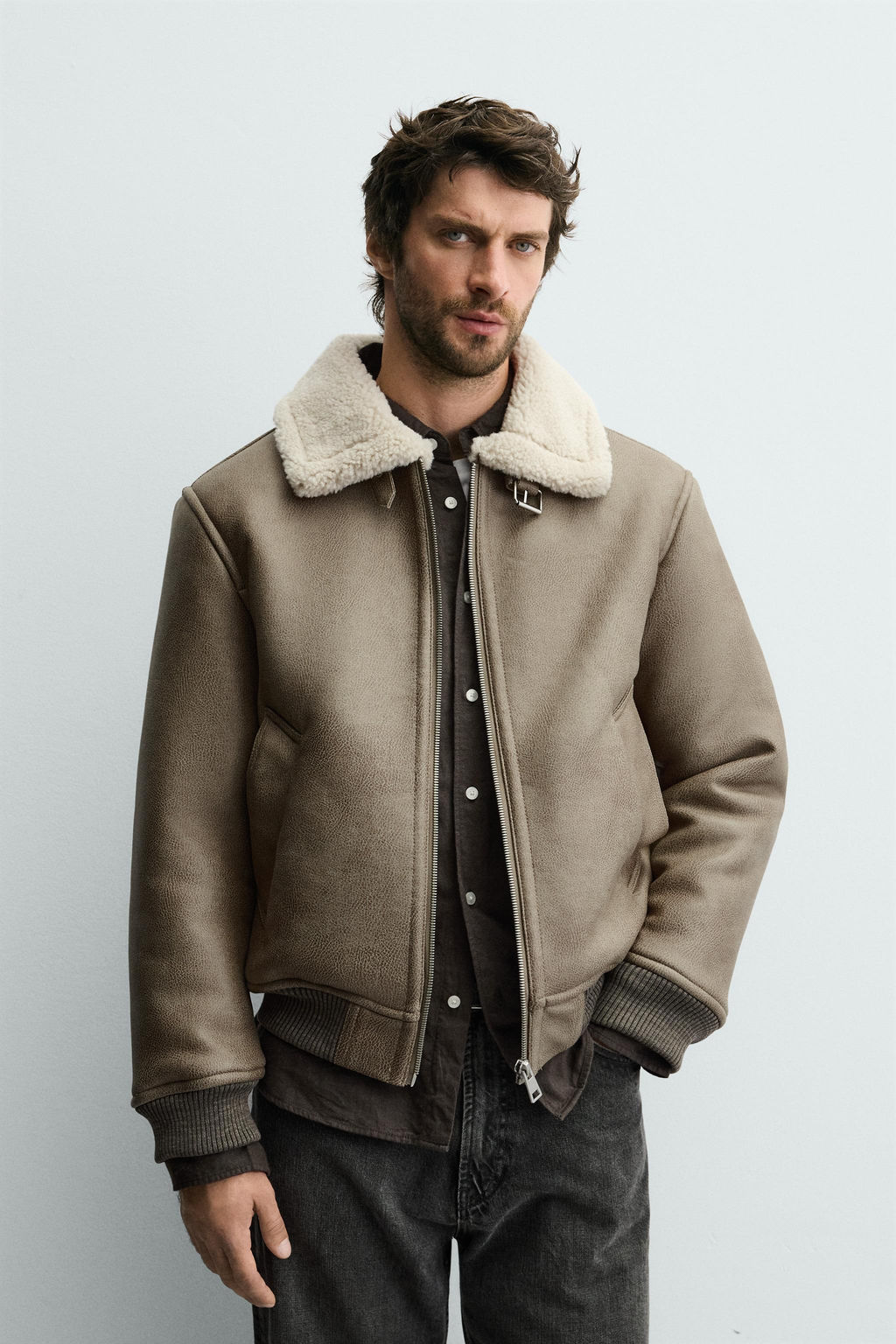 DOUBLE-FACED FAUX LEATHER JACKET - Zara фото 2