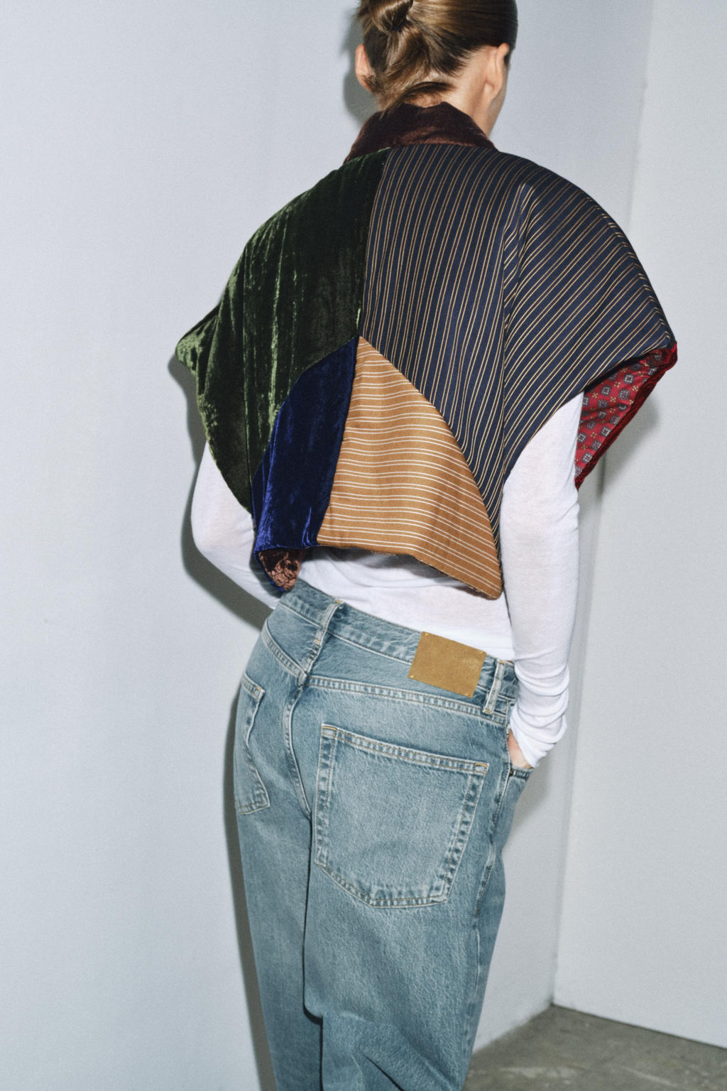 QUILTED VELVET JACKET WITH CONTRASTING FABRIC - Zara фото 3