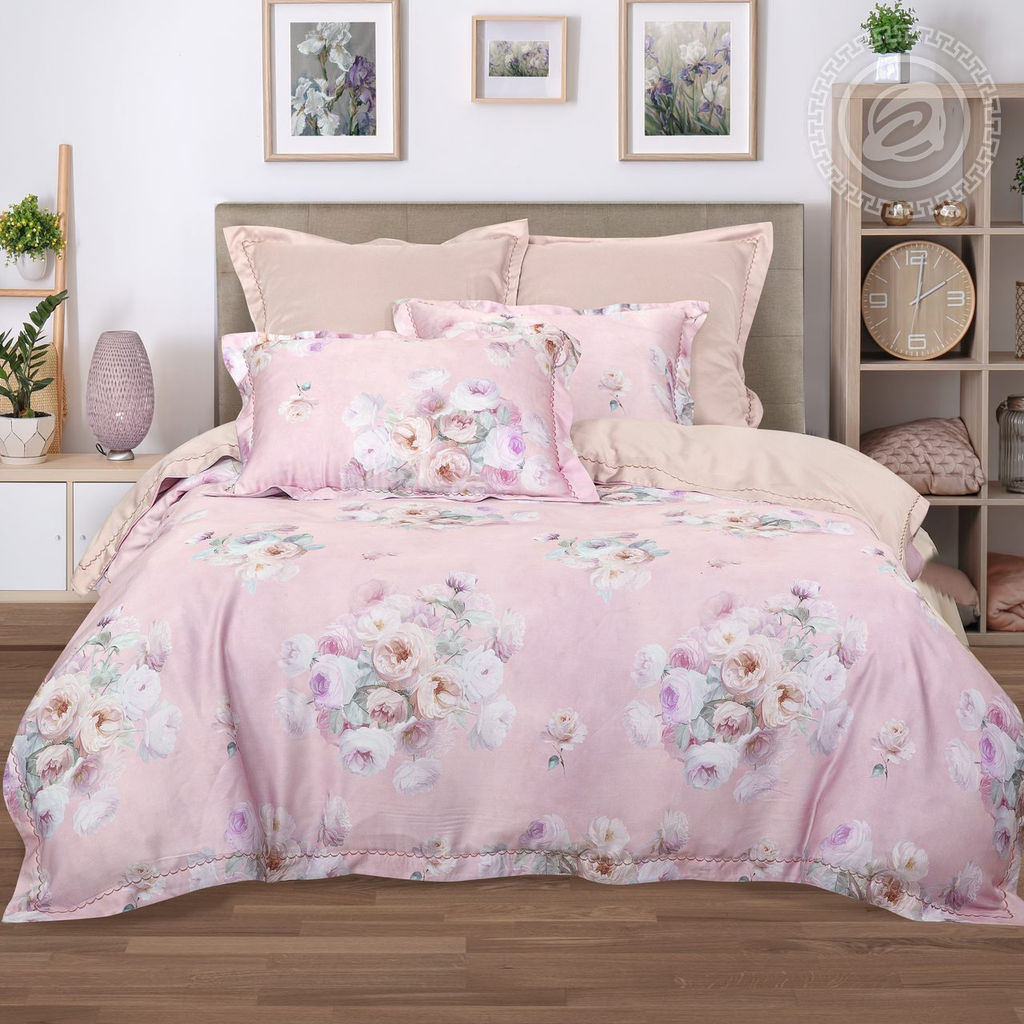 Постельное белье Пейдж (тенсель) Евро/Пододеяльник (молния, ушки): 1 шт.- 220*200; Простыня: 1 шт.- 260*240; Наволочка (молния, ушки): 2 шт.- 70*70; Наволочка (молния, ушки): 2 шт.- 50*70 Тенсел