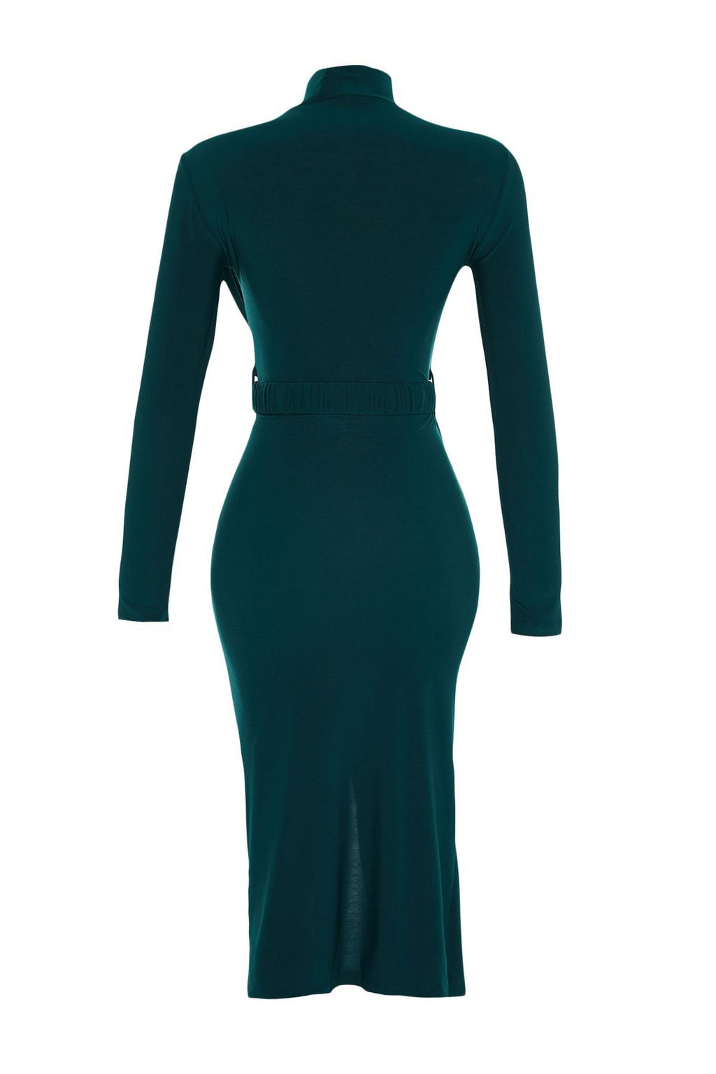 TRENDYOLMILLA Antrasit Duz Kemerli Midi Fitted/Vucuda Oturan Dik Yaka Drapeli Kemerli Orme Elbise TWOAW22EL0434  фото 6