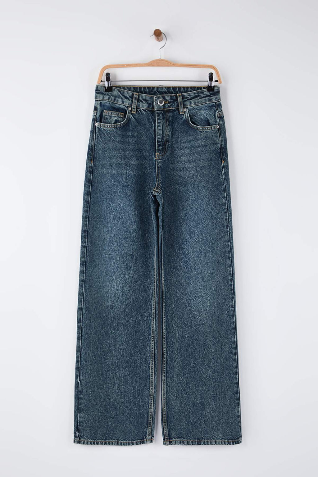 Koyu Mavi Yuksek Bel Wide Leg Palazzo Jeans TWOAW26JE00251