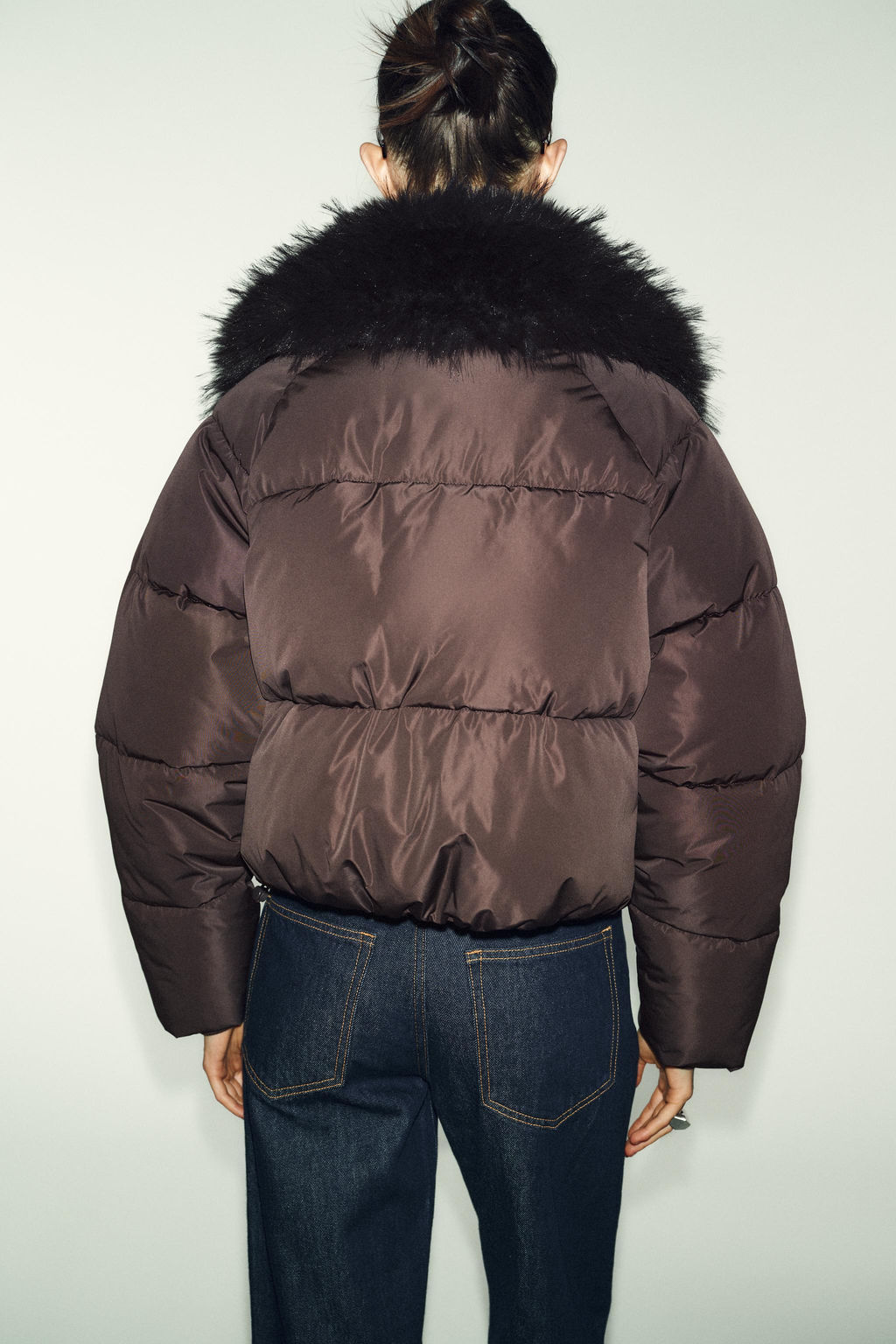 QUILTED BOMBER JACKET WITH FAUX FUR LAPEL - Zara фото 7