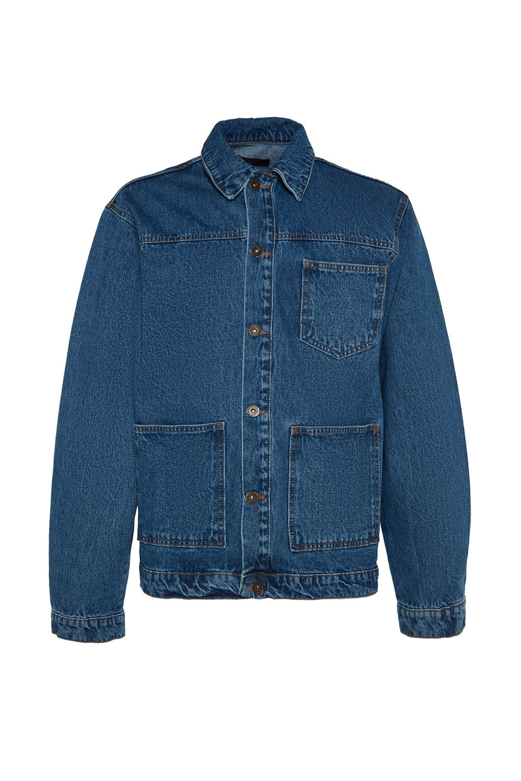 TRENDYOL MAN Orta Mavi %100 Pamuk Regular Fit Denim Kot Ceket TMNAW24CE00004 - Trendyolmilla фото 16