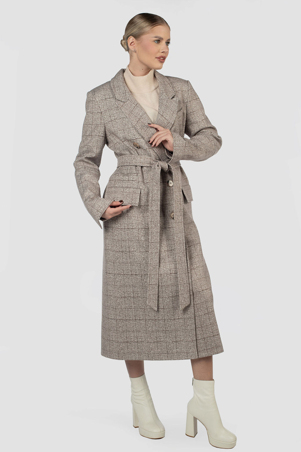 01-12048 Пальто женское демисезонное (пояс) - El podio фото 3