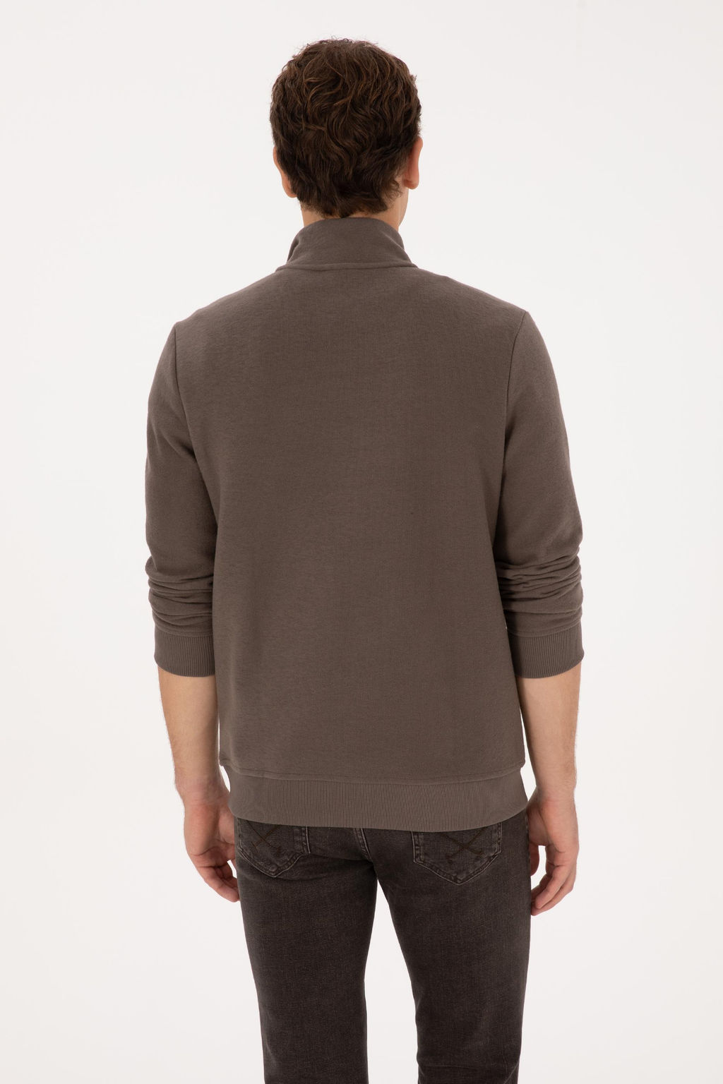 Erkek Regular Fit Yar_m Fermuarl_ Vizon Basic Sweatshirt - U.s. polo assn фото 5