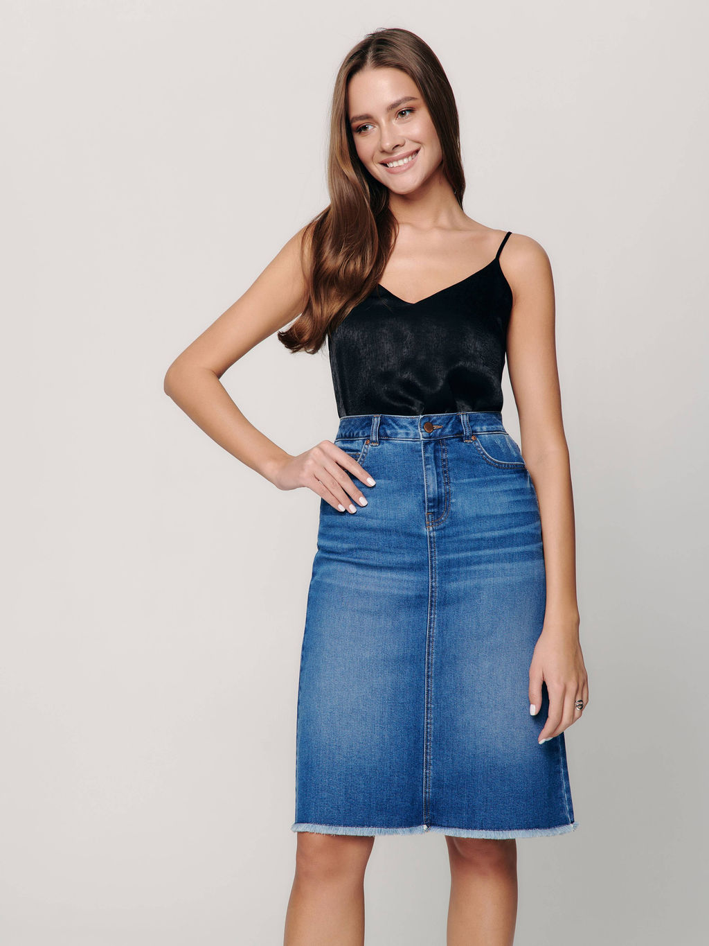 CONTE Джинсовая юбка-midi А-силуэта CON-356 mid blue