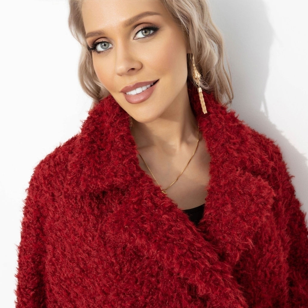 Полупальто из мягкого экомеха, Слишком заметна (красный закат) - Charutti фото 3