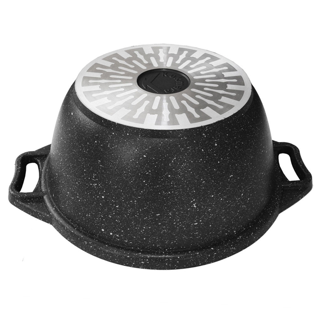 Кастрюля с антипригарным покрытием 3л, д24,5см Мрамор темный, h12см, литая, стеклянная жаропрочная крышка, линия Marble Induction (Россия) - Домашняя мода фото 2