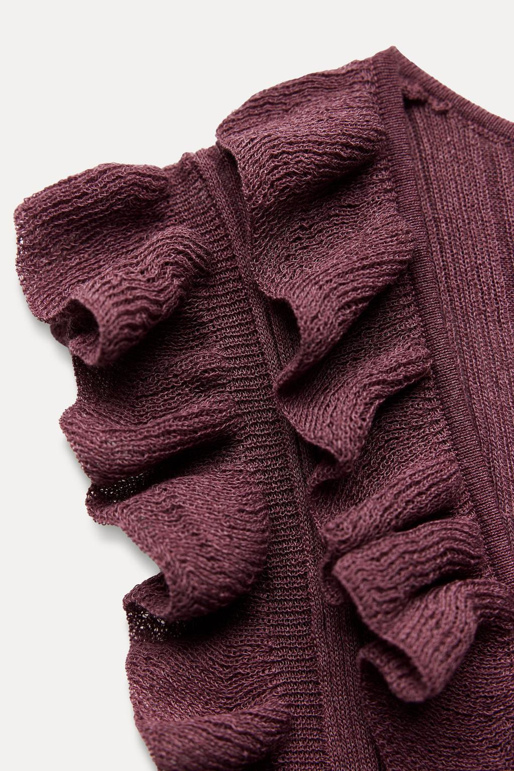 KNIT TOP WITH RUFFLES AND TIES - Zara фото 6