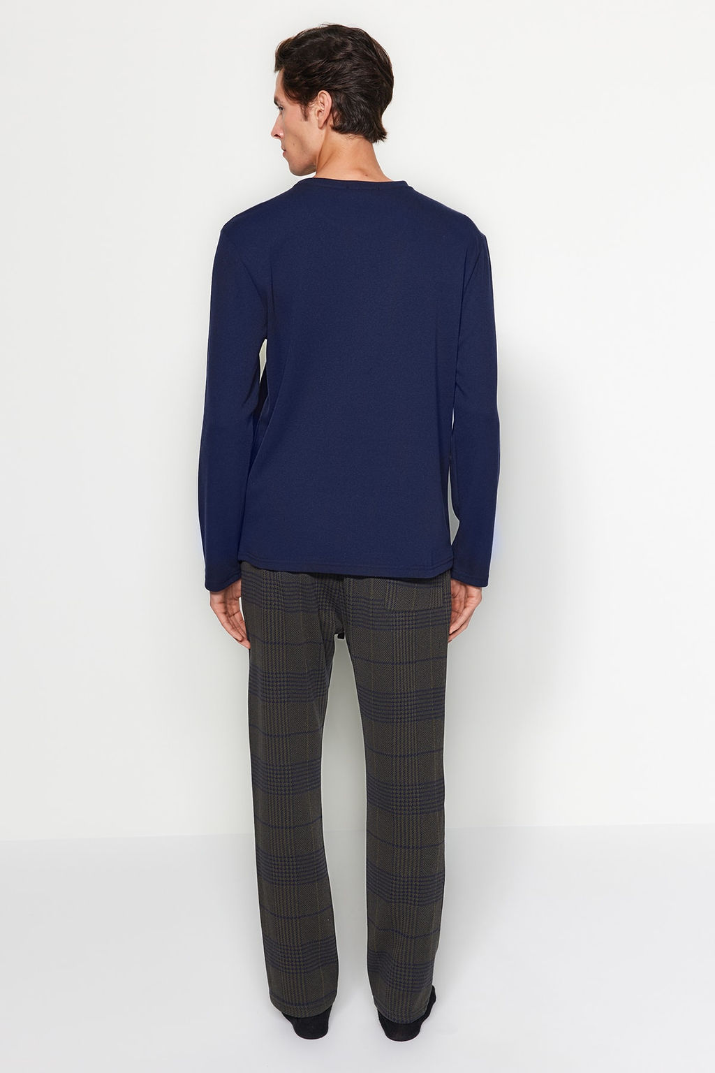 TRENDYOL MAN Lacivert - Haki Regular Fit Ekose Orme Pijama Tak?m? TMNAW24PT00014 - Trendyolmilla фото 3