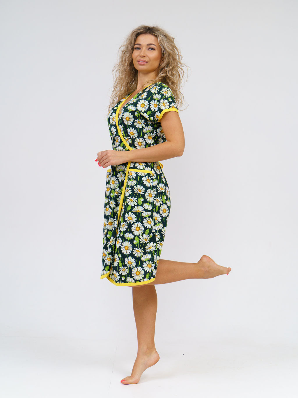 674 Халат "Ромашки/хаки"