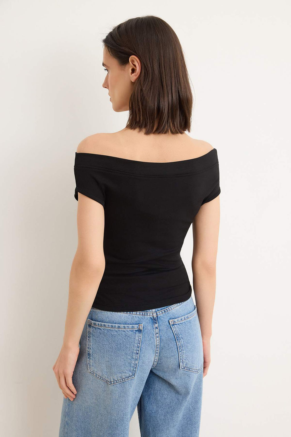 Sar? Fitted/Vucuda Oturan Carmen Yaka Kolsuz Esnek Orme Bluz TWOSS26BZ00788 - Trendyolmilla фото 8