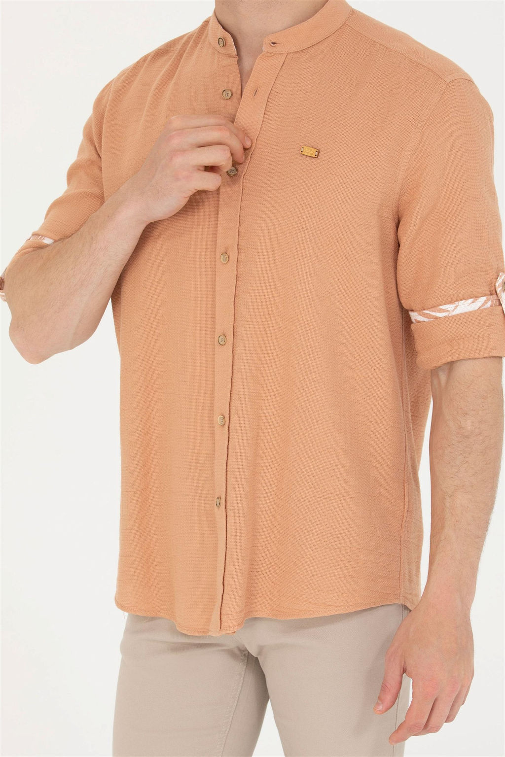 Мужская рубашка светло-коричневого цвета с длинным рукавом Неожиданная скидка в корзине - U.s. polo assn фото 6