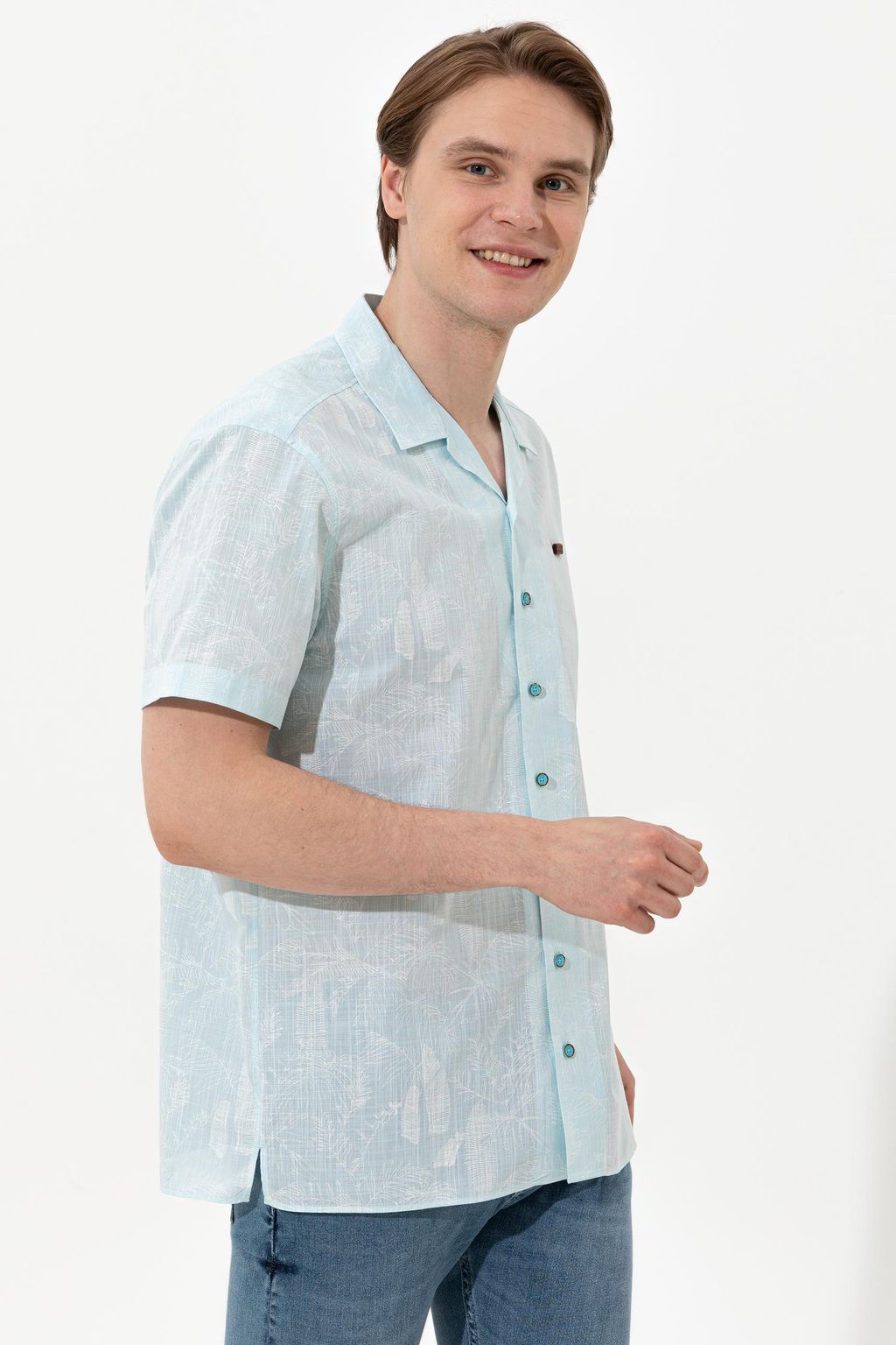 Мужская бирюзовая рубашка с коротким рукавом - U.s. polo assn фото 3